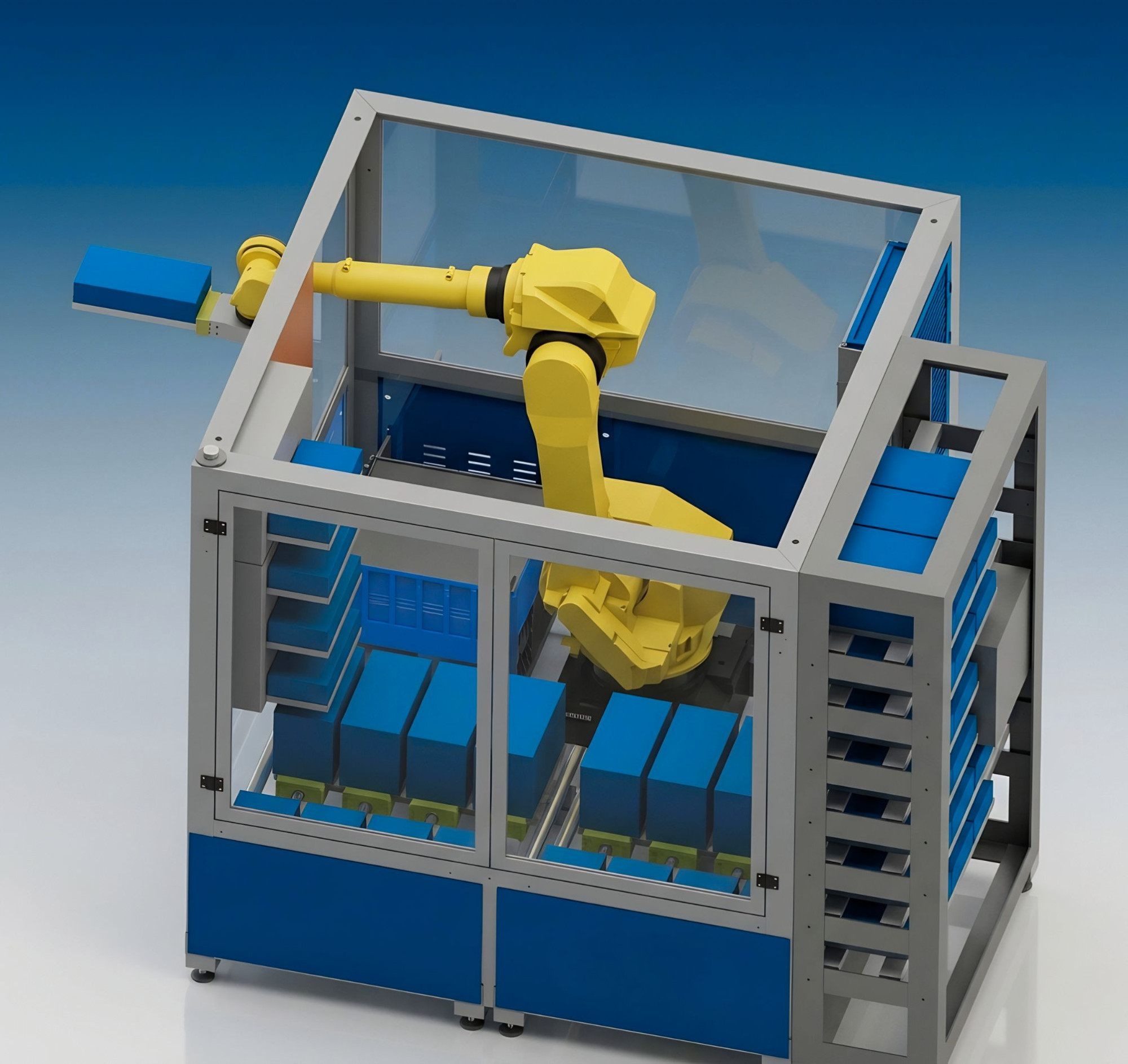 multiROB Automatisierungszelle mit externem Regal